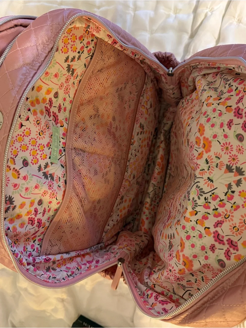 Vera Bradley Pink Quilted Metallic Backpack